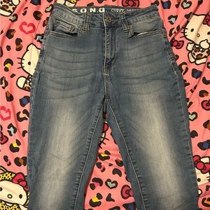 Blue Skinny Jeans with Vintage Fading